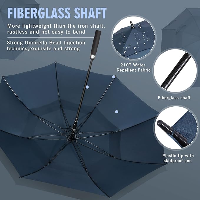 ZOMAKE Golf Umbrella Windproof, Extra Large Oversized Heavy Duty Double Canopy for Rain, Sports Games & Push Cart(51/54/62/68/72Inch)
