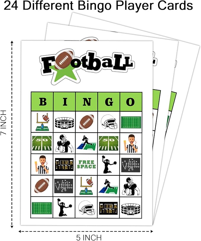 Football Party Bingo Game Cards, Sport Themed Bingo Card - Image 3