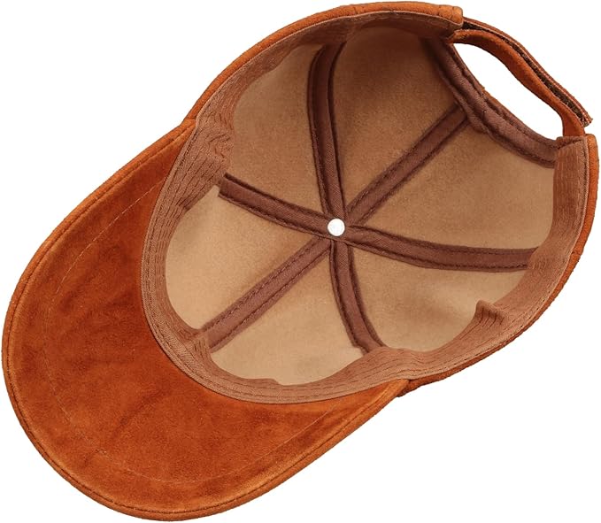 Suede Leather Baseball Cap – Unstructured 6 Panel Adjustable Strapback Hat for Men & Women
