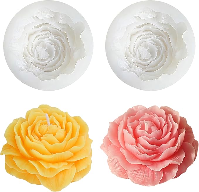 2PCS Peony Rose Flower Candle Silicone Mold Resin Soap Clay Chocolate Jelly by Unknown
