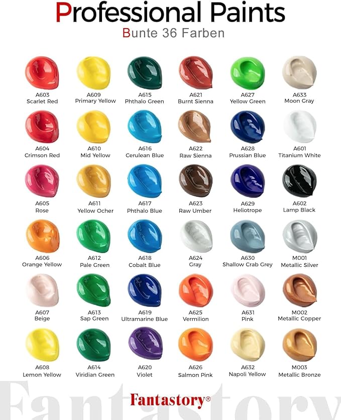 Fantastory Acrylic Paint Set 36 Classic Colors - Image 2