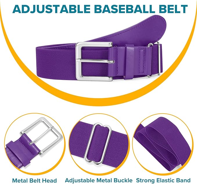 Baseball Socks and Belt Combo for Youth Adult - Softball Sock and Belt for Boys and Girls (2 Pairs of Socks & 1 Belt)