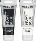 MEEDEN Acrylic Paint Mars Black: Bundled - 100ml/3.38oz x 2 Bulk Heavy Body by MEEDEN
