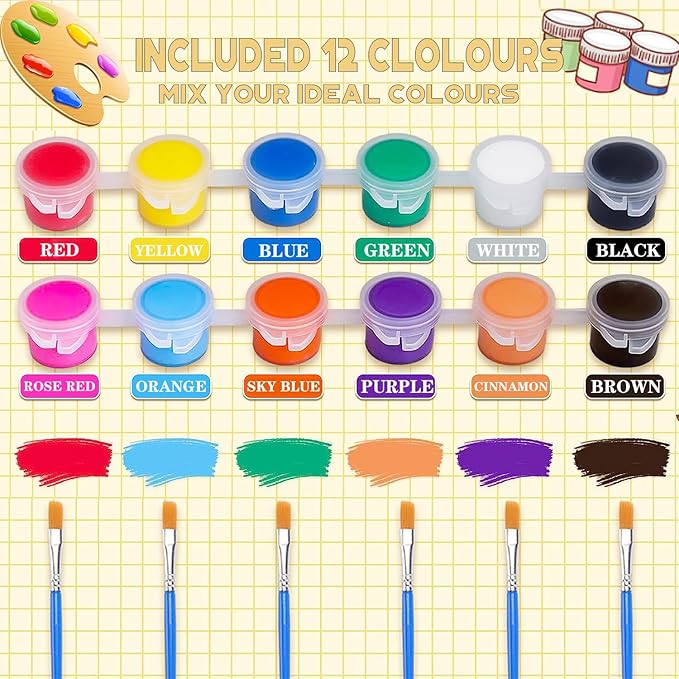 DUA MAIGA 210 Pcs Mini Acrylic Paint Set, 12 Colors Acrylic Paint Strips - Image 2