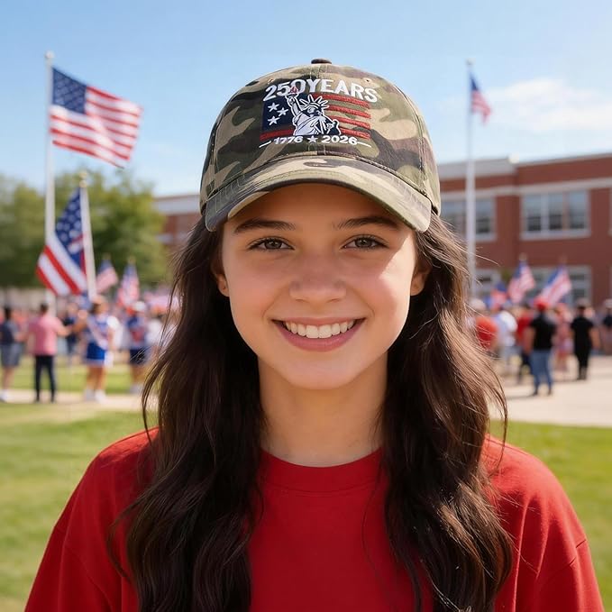 2 Pack USA 250th Anniversary Washed-Cotton Baseball Cap Patriotic Hat American 250 Year Merchandise for Men Women