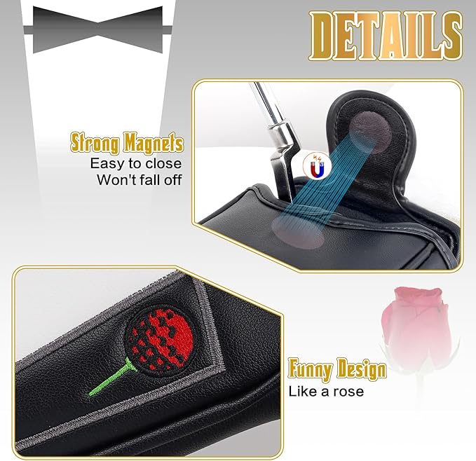 The Golf Father Funny Golf Club Covers, Driver Fairway Wood Hybrid Headcover, Mallet Putter Covers Blade Headcovers Putter Cover Magnetic, Black and White Color Iron Covers for Most Brands