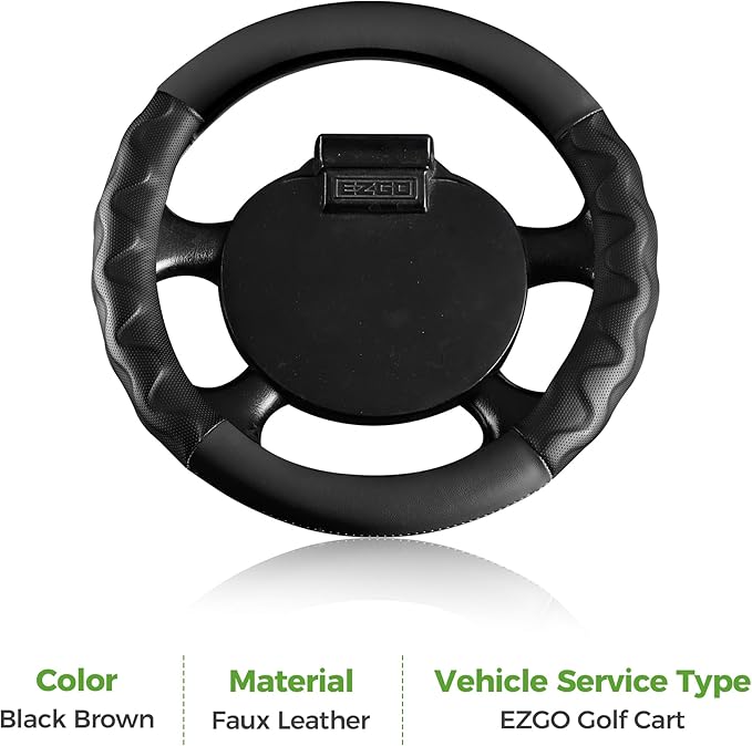 10L0L 13 Inch Golf Cart Steering Wheel Covers for EZGO TXT&RXV, Upgraded Microfiber Anti-Slip Steering Wheel Cover with Pu Leather