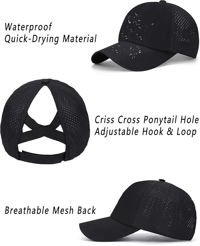 ZTL Women's High Ponytail Baseball Cap Performance Running Hat Quick Dry Mesh Sports Cap Unstructured Dad Trucker Hats