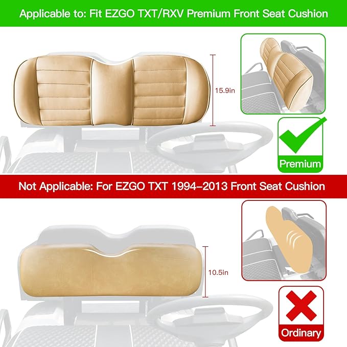 NOKINS Golf Cart Seat Covers Fit EZGO TXT RXV Freedom Liberty Express Premium Front Seat Cushion, Golf Cart Accessories Replacement Premium Front Seat Covers, No Stapler (Blue&Black)