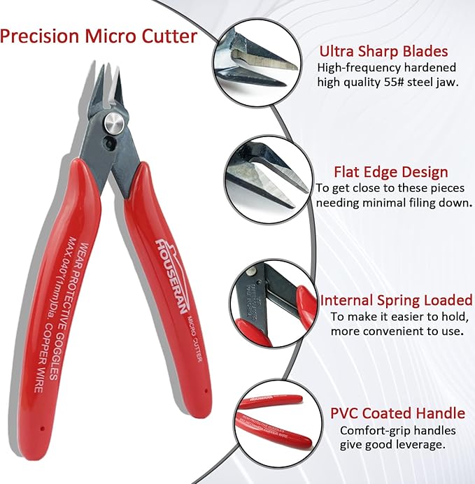 Small Wire Cutters, 5 PACK, 5 Inch Micro 170 Flush Cutter, HOUSERAN Wire - Image 3
