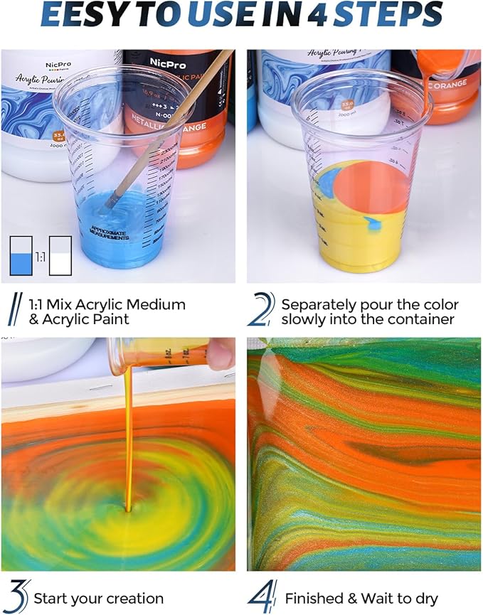 Nicpro Paint Thinner for Acrylic Painting, 33.8oz / 1000ml, Acrylic Paint - Image 5