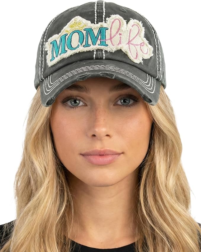 Funky Junque Distressed Vintage Baseball Cap - Embroidered Patch Women's Hat - Holiday, Lifestyle & Patriotic Designs