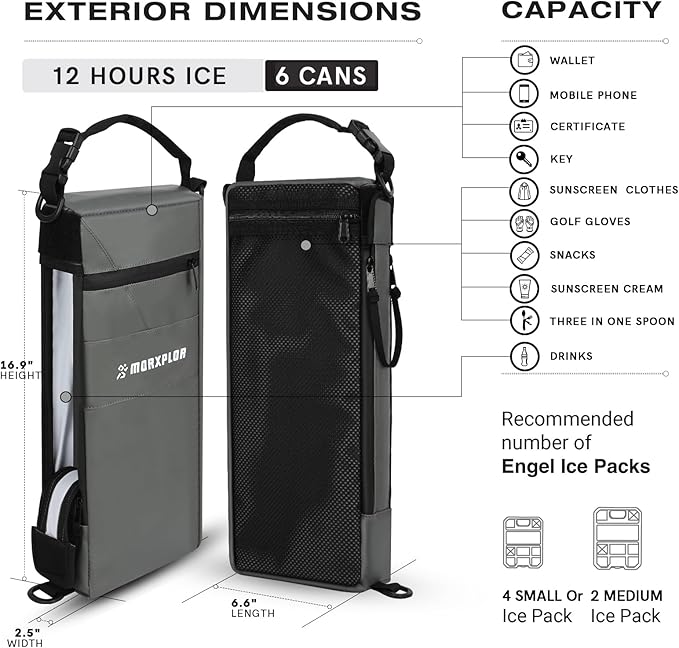 Golf Cooler Bag - 6 Can Insulated Beer Sleeve Soft Cooler,Golf Cart Accessories,Golf Club Bag Accessories
