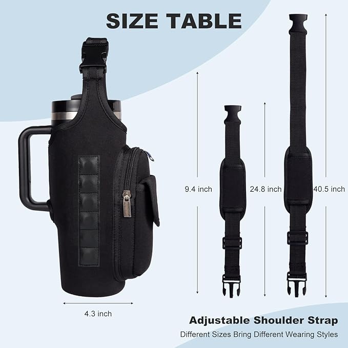 Magnetic Gym Bags for Men & Women – Magnetic Bag Water Bottle Sling Bag for Stanley Cups | Water Bottle Holder with Card Pockets, AirPod Case for Fitness, Hiking, Workouts (Black)