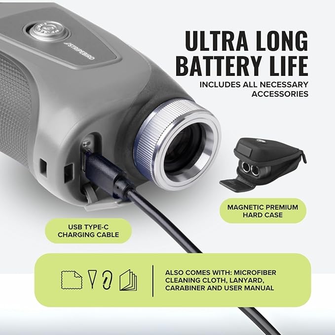Pro Tour Golf Rangefinder with Slope - Range Finder Golf with Ultra-Strength Magnet - Laser Rangefinder with Slope Technology & Flag Pole Lock Vibration - Golf Range Finder