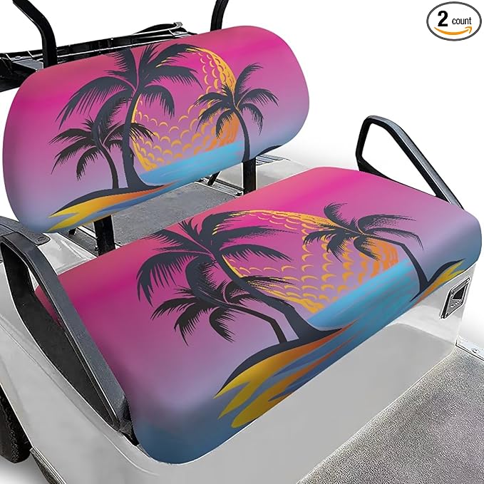 Suobstales Golf Cart Front and Rear Seat Cover Set for EZGO TXT RXV & Club Car DS 2 Passenger, Washable Bench Seat Covers Kit