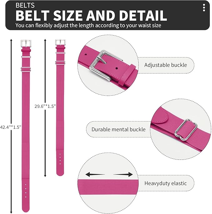 QBK Youth Baseball Socks & Belt Combo Set for Kids 2-16 Years -Softball/Tee Ball Accessories (1 Pair + 1 Belt, Unisex)