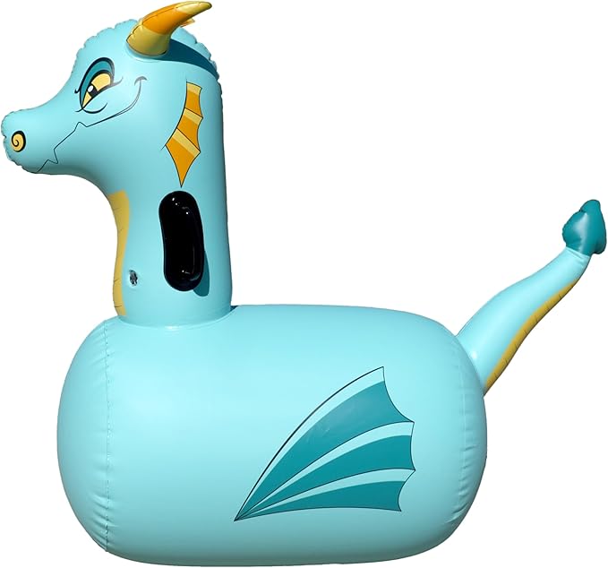 Hearthsong Hop N Go Inflatable Blue Dragon Bouncy Riding, Hopping Toys - Image 2