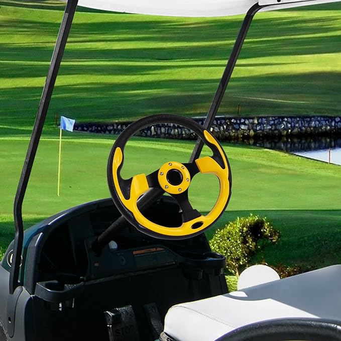 Golf Cart Steering Wheel, Skid Steering Wheel, Universal Golf Cart for Club Car EZGO RXV and TXT, Yamaha, Precedent Tempo, DS