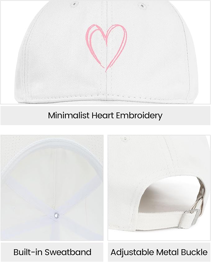 American Trends Womens Baseball Caps Cute Heart Dad Hat, Adjustable Cotton Unisex Cap for Workout, Golf & Everyday Wear