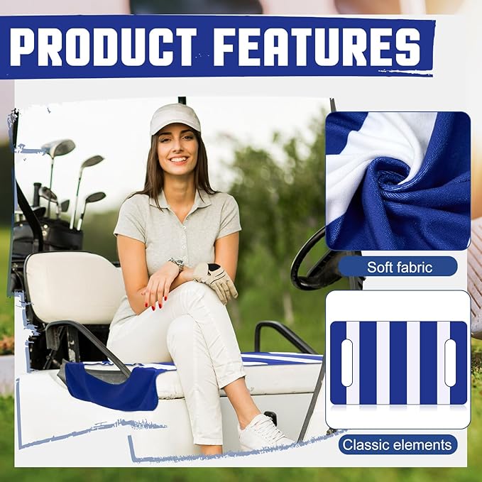 HunnmingRe 2 Pcs Microfiber Golf Cart Seat Cover American Flag Golf Blanket Portable Cushion Cover for Cart Independence Day Accessories