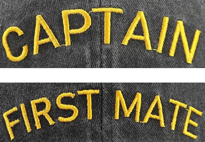 Captain & First Mate Hats for Men Women, 2 Piece Matching Mr and Mrs Boating Baseball Caps