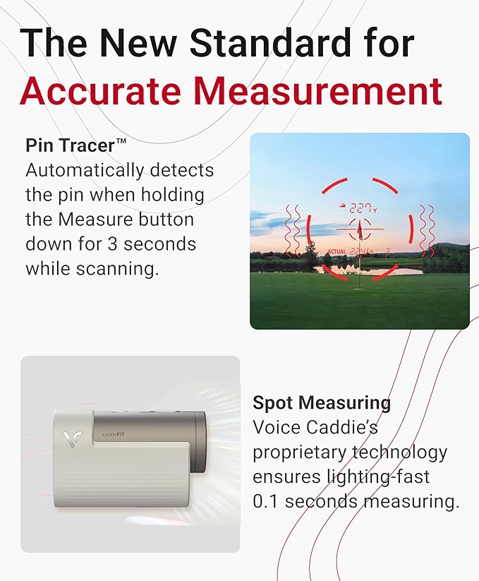 Voice Caddie Laser Fit Golf Rangefinder w/Slope Integration & Tournament Mode | Dual Display 6X Optical Magnification | New Ball to Pin & Triangulation | Compact Bright LED Golf Laser Rangefinder