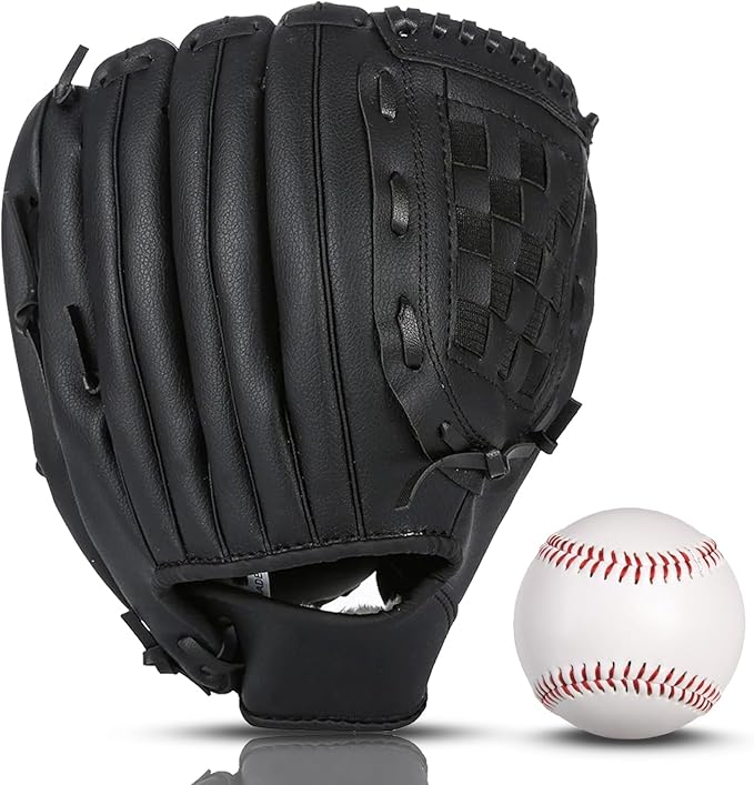 Baseball Glove + Ball Sets, Softball Glove, Baseball Mitt, 10.5''-12.5'' for Youth/Adult Training and Beginner Play, Synthetic Leather Softball Mitt