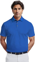 PGA TOUR Men's Airflux Solid Mesh Short Sleeve Golf Polo Shirt