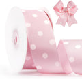 Polka Dot Grosgrain Ribbon 1.5 Inch, 25 Yards Spool Pink and White Dot Craft by FAKILO