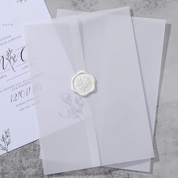 UNIQOOO 70 Pack Vellum Jackets for 5x7 Invitations, Elegant Pre-Folded Vellum - Image 9