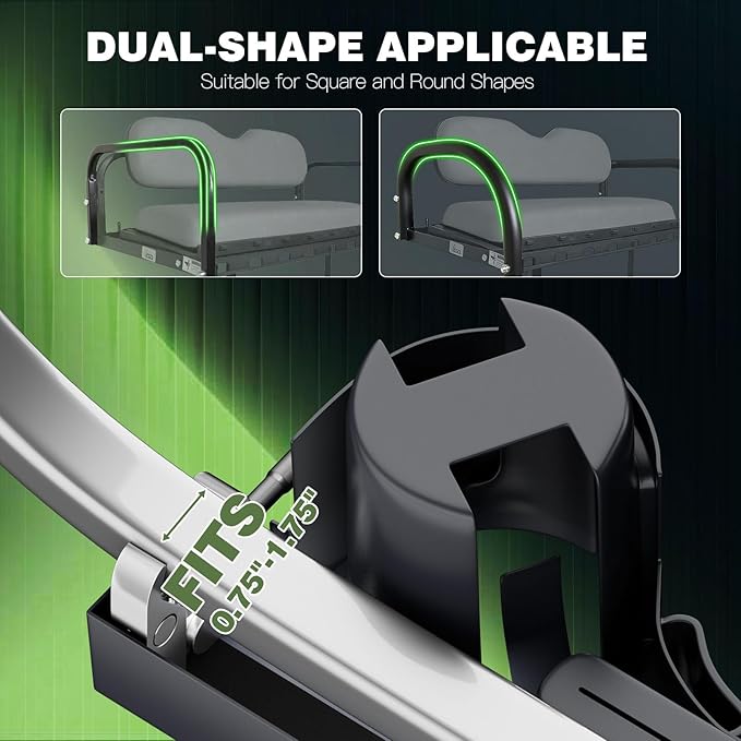 2026 Upgraded Golf Cart Armrest with Cup Holder Rear Seat Arm Rest, Universal Fit for EZGO/Yamaha/Star/Club Car, Golf Cart Arm Bracket with Phone Holder, Fit 0.75''-1.75'' Round/Square Tube