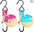 Fence Hooks Baseball Lifestyle Softball Gift for Bag Backpack Glove Helmet Drinking Bottle Hanging with Name Luggage Tags Charms Team Gifts for Coach Mom (2set pink blue ice cream drip 1 hook)