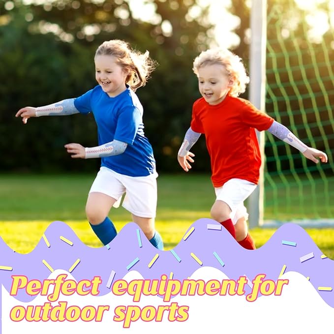 Newcotte 12 Pairs Arm Sleeves for Kids Compression Football Baseball Arm Sleeve Youth UV Protection Breathable Cooling Sleeve