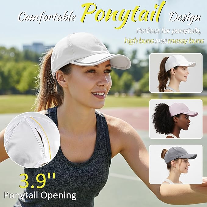 SHINCHIC Womens Ponytail Baseball Cap UPF50+ Waterproof Golf Hat High Bun Pony Cap Breathable Dad Hat for Outdoor