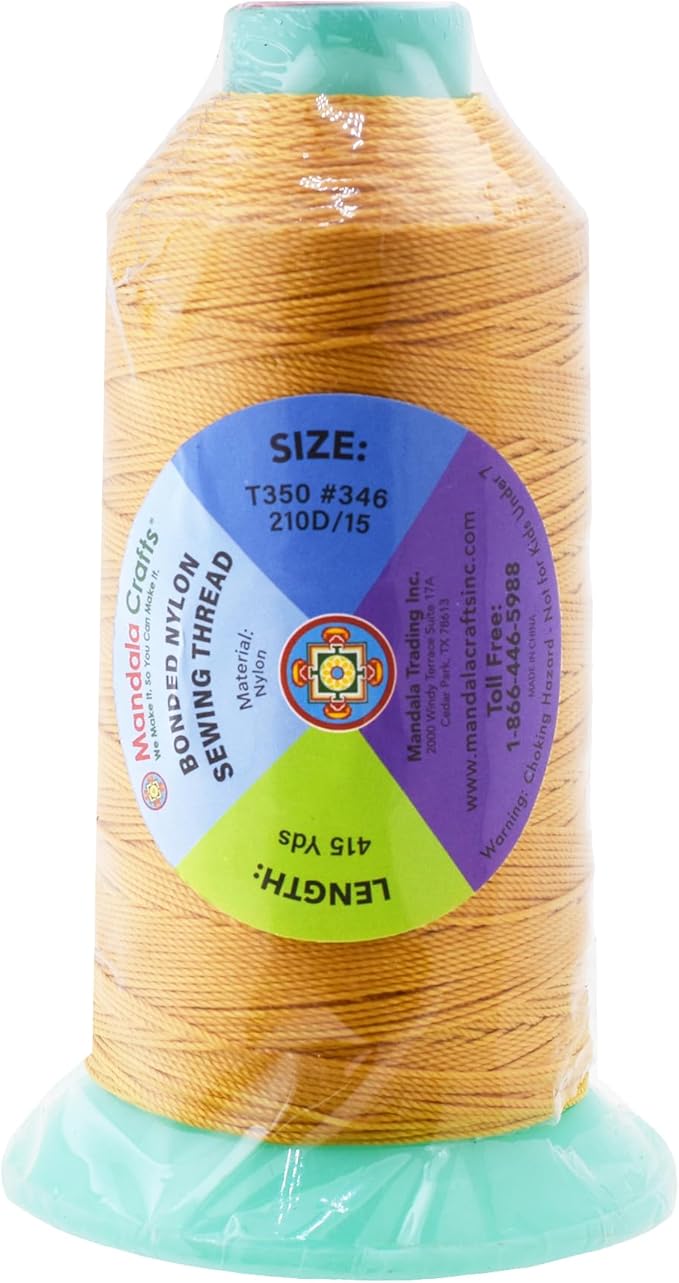 Mandala Crafts Bonded Nylon Thread Gold Heavy Duty Sewing Threads - Image 3