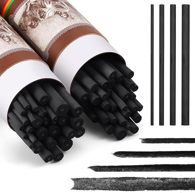 Gueevin 60 Pcs Willow Charcoal Sticks, Willow Charcoal, and Fine Art Christmas by Gueevin