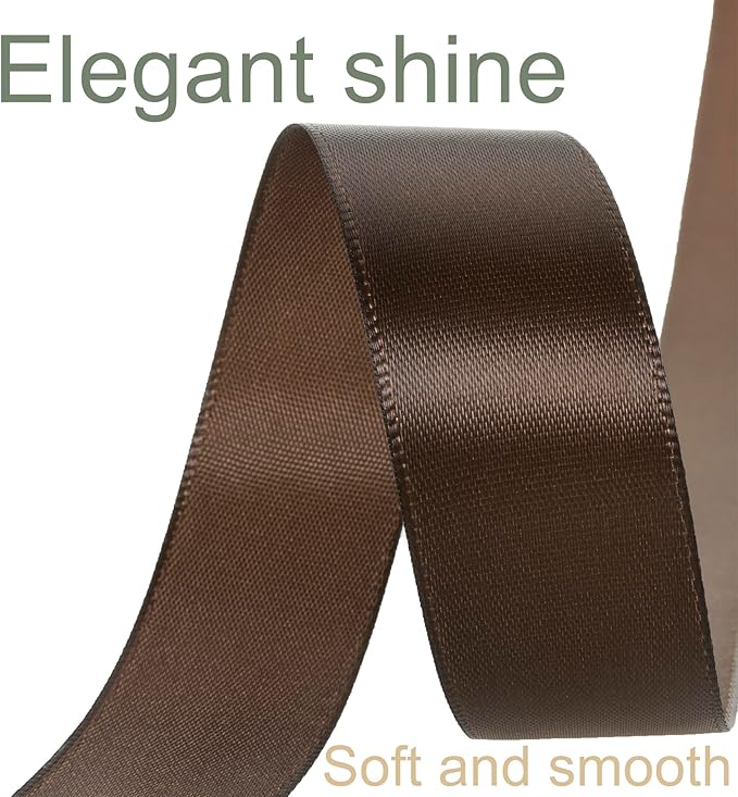 1 Inch Brown Ribbon, 50 Yards Craft Polyester Satin Ribbon Perfect - Image 3