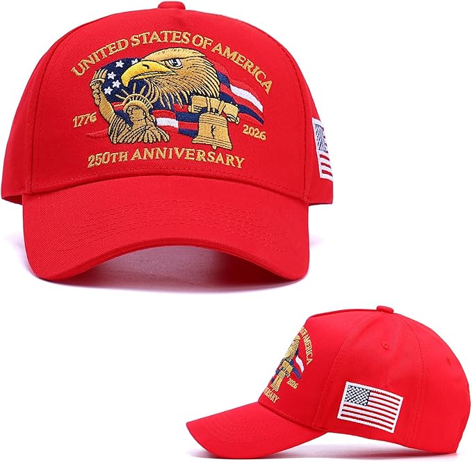 250th Anniversary Patriotic Baseball Cap (1776-2026) Embroidered USA Hat, Adjustable Unisex Bicentennial Gift