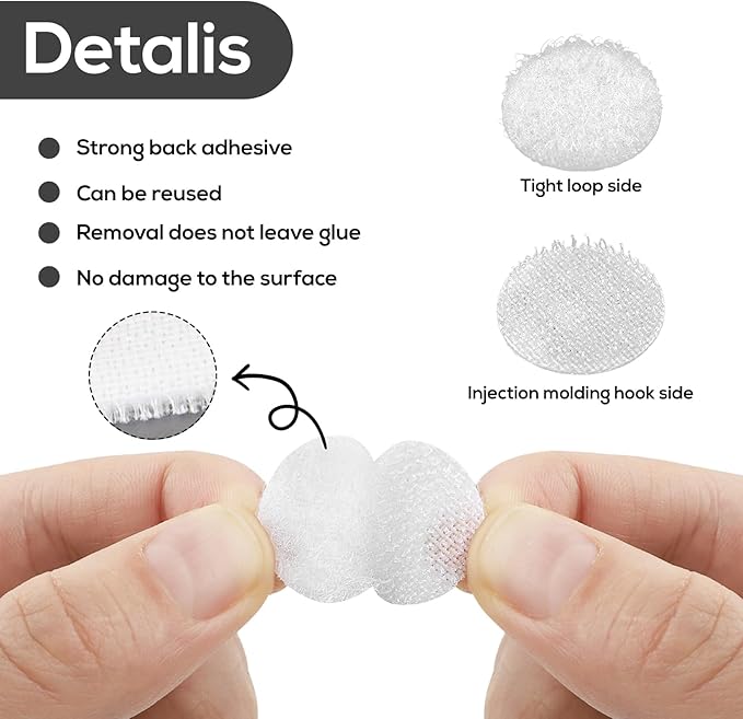 1008 Pairs Self Adhesive Dots, 0.39 Inch / 10mm Diameter Hook and Loop Dots Tape - Image 3