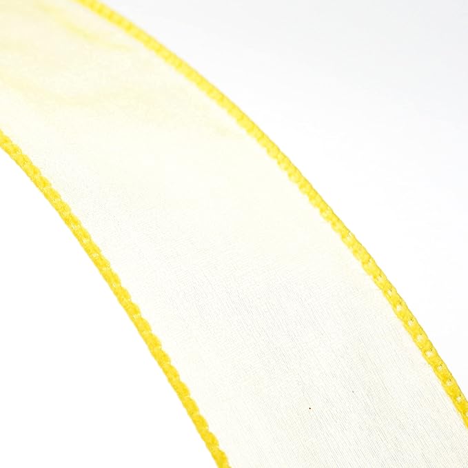 CT CRAFT LLC Sheer Organza Wired Ribbon 1.5" x 50Yards Yellow - Image 4
