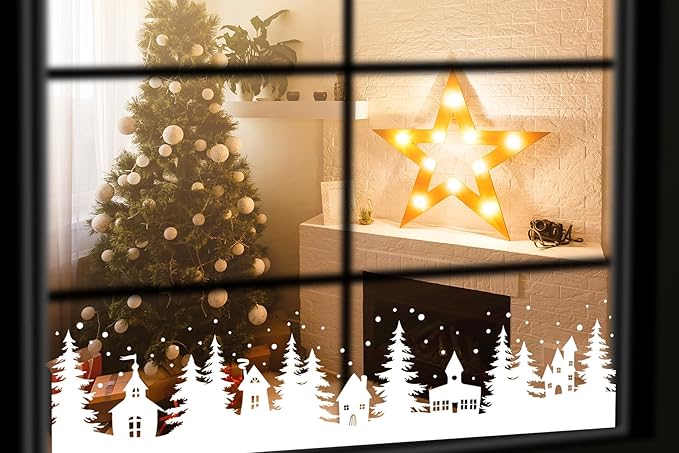 Christmas Stencils for Window Glass Large Christmas Village Stencil for Wood - Image 3