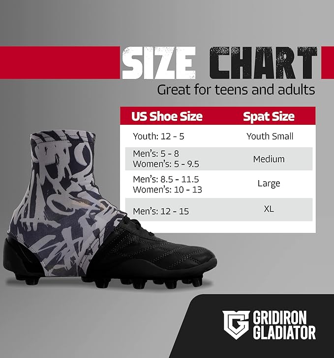 Gridiron Gladiator Cleat Covers - Football Spats - Football Cleat Cover - Cleat Spats for Soccer, Baseball & Softball
