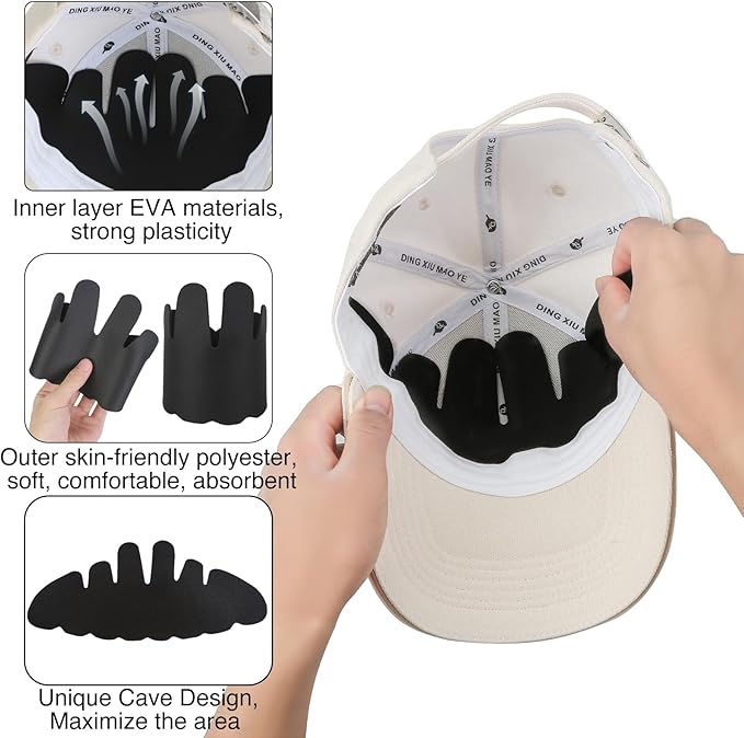Hat Shaper Insert - Unique Cave Design - EVA & Polyester Fabric - Reshaper for Baseball & Sun Hats - Black