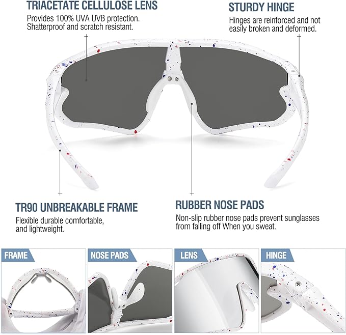 DUCO Kids Sunglasses Youth Baseball Sun Glasses Lightweight TR90 Frame UV400 Sports Cycling Shades for Boys Girls DK268