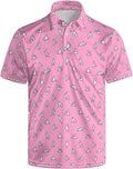 HUURAY Funny Golf Polos for Men Funny Print Short Sleeve Shirts Quick Dry Polo Shirts Hawaiian Shirt Performance Golf Outfits