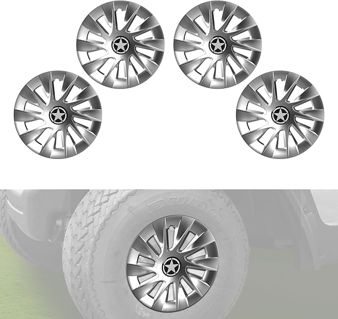 8 Inch Golf Cart Hub Caps Wheel Covers for EZGO Yamaha Club Car Accessories, 4PCS Snap-On Plastic Hubcaps Chrome Finish 8" Wheel Covers Rim Cover Tire Hub Cap Hubcap Golf Cart, Glittering Silver