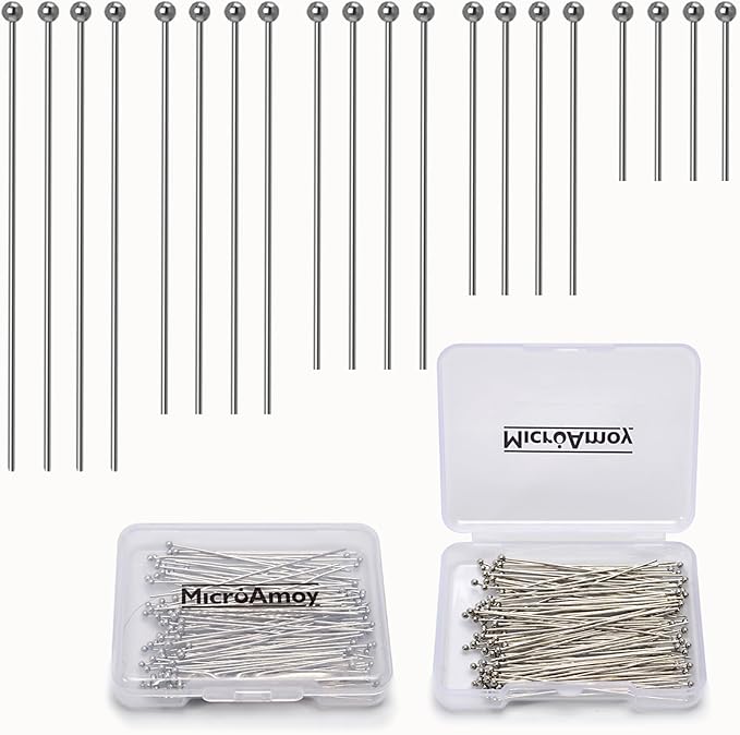 260pcs Silver Filled Ball Head Pins Non Tarnish Craft Earring Bracelet Jewelry by MICROAMOY