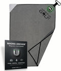 Magnetic 3-Stage Cleaning System Golf Towel - Microfiber Rag with Magnet for Golfcart Bags for Men and Women Golfers Accessories (Cool Grey, 16" x 24" Stubby)