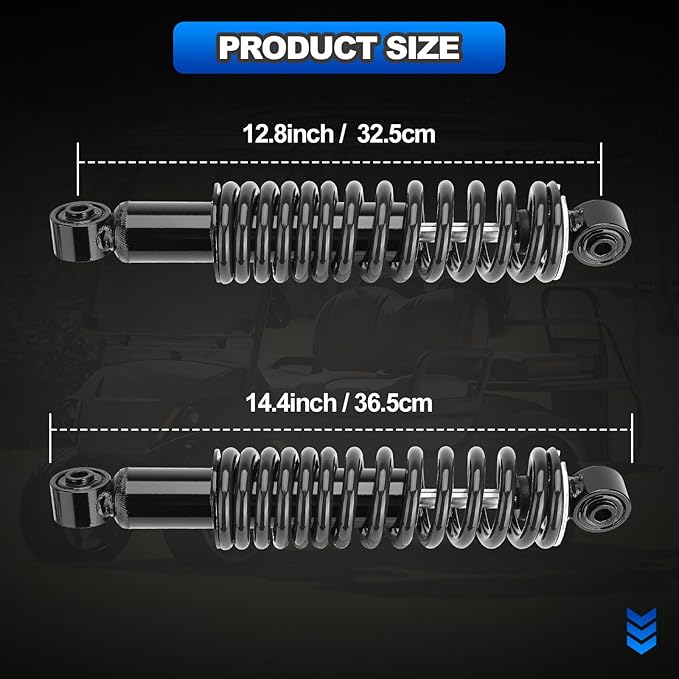 Rear Golf Cart Shock Absorbers Heavy Duty with Springs Compatible with 1995-up Yamaha Gas and Electric G14 G16 G19 G20 G22 G29 Models Replace# JN4-F2210-00, JN3-F2210-00 (BLACK)